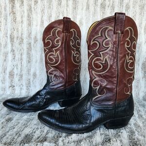Nocona Vintage Exotic Teju Lizard Skin Western Cowboy Boots | Men's Size 10.5